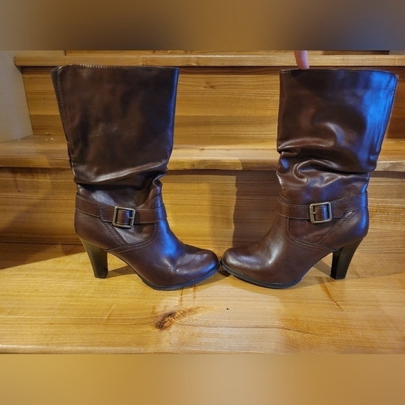 Arizona Jeans women's brown mid-calf heeled side zip boots 7.5 - Picture 4 of 12
